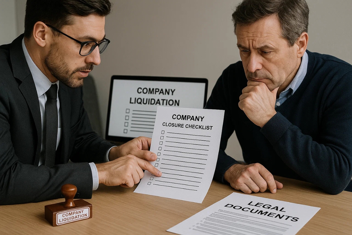 Business consultant advising on the company liquidation process in the UAE. Al Aqeeq Accounting Services, Dubai.