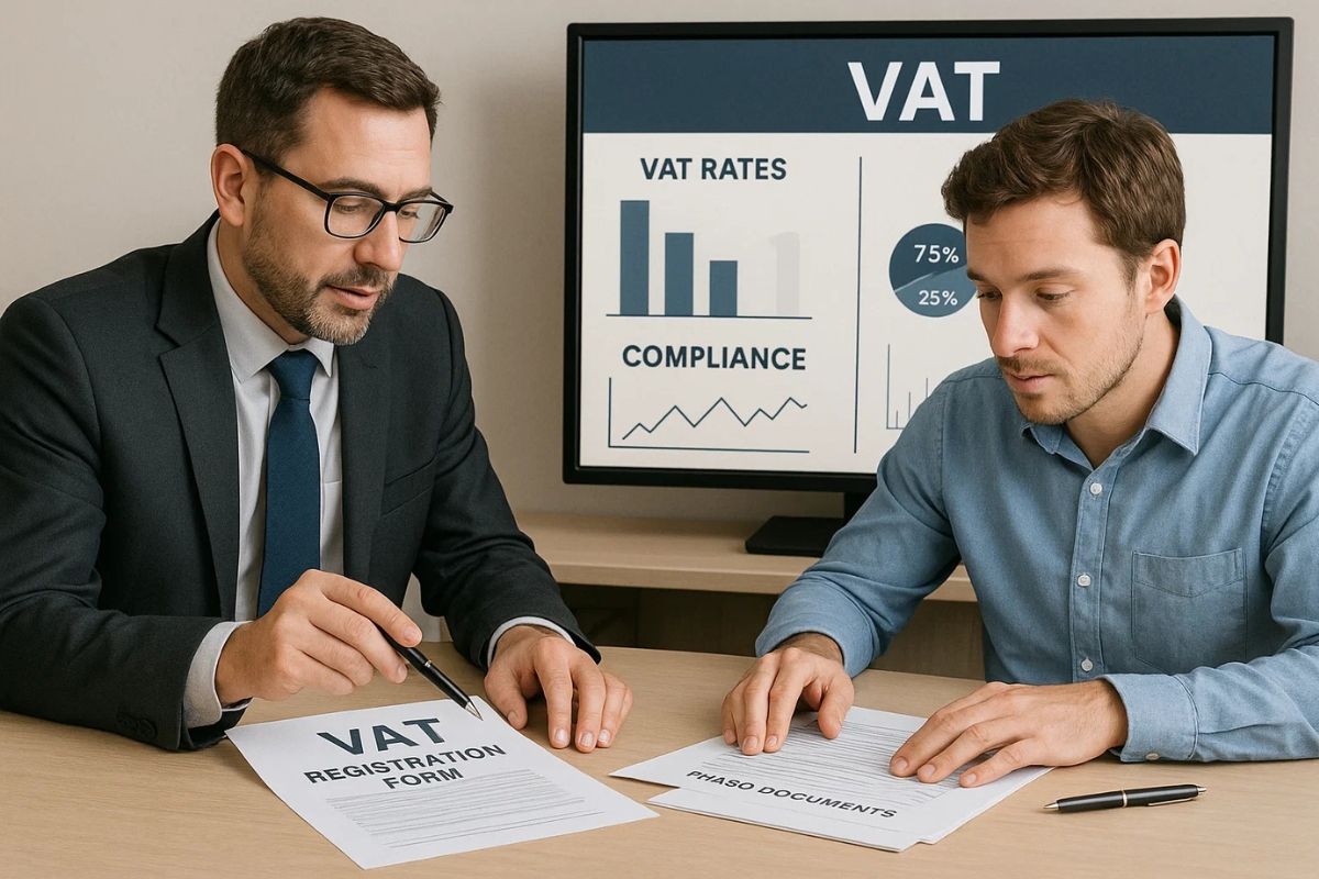 VAT advisor assisting client with VAT registration and filing requirements. Al Aqeeq Accounting Services, Dubai.